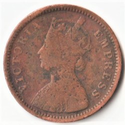 Alternative view of Rare 1/2 Pice 1889 of Victoria Empress of Copper British India Coins