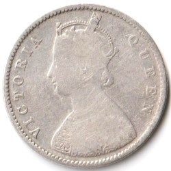 Alternative view of Rare Half Rupee 1862 of Queen Victoria Collectible British India Silver Coin