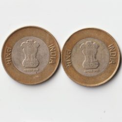Combo Set of Ten Rupees 2020-21 Bimetallic Raindrop Coins of Republic India Coinage