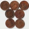 7 Coins Set of 1/12 Anna 1913 to 1926 Cooper Coins of King George V British India Coinage