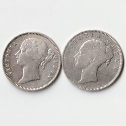 Extremely Fine Combo Set of One Rupee 1840 Silver Coin of Continuous and Divided Legend Victoria Queen British India Coinage