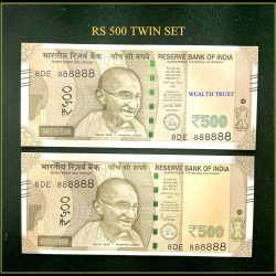 Rs 500 Twin Pair Gem Unc Very Unique Banknote Set SUPER Solid Number 8DE 888888
