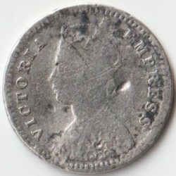 Two Anna 1887 Silver Coin of Victoria Empress British India Coinage