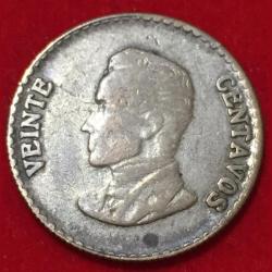 Alternative view of 1953 Colombia 20 Centavos Silver Coin #F25