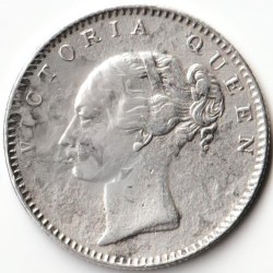 Alternative view of Extremely Rare Half Rupee 1840 Victoria Queen Continous Legend East India Company British India Coinage