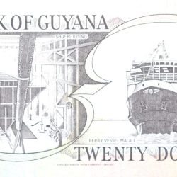 Alternative view of 20 Dollars of Guyana Country (AD 1996-2018) with A photographic view of Kaieteur Falls