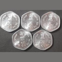 20 Paise Fisheries Scare Coin 1983 FAQ Hyderabad Mint Unc Luster Coin 5 Pcs Given 02