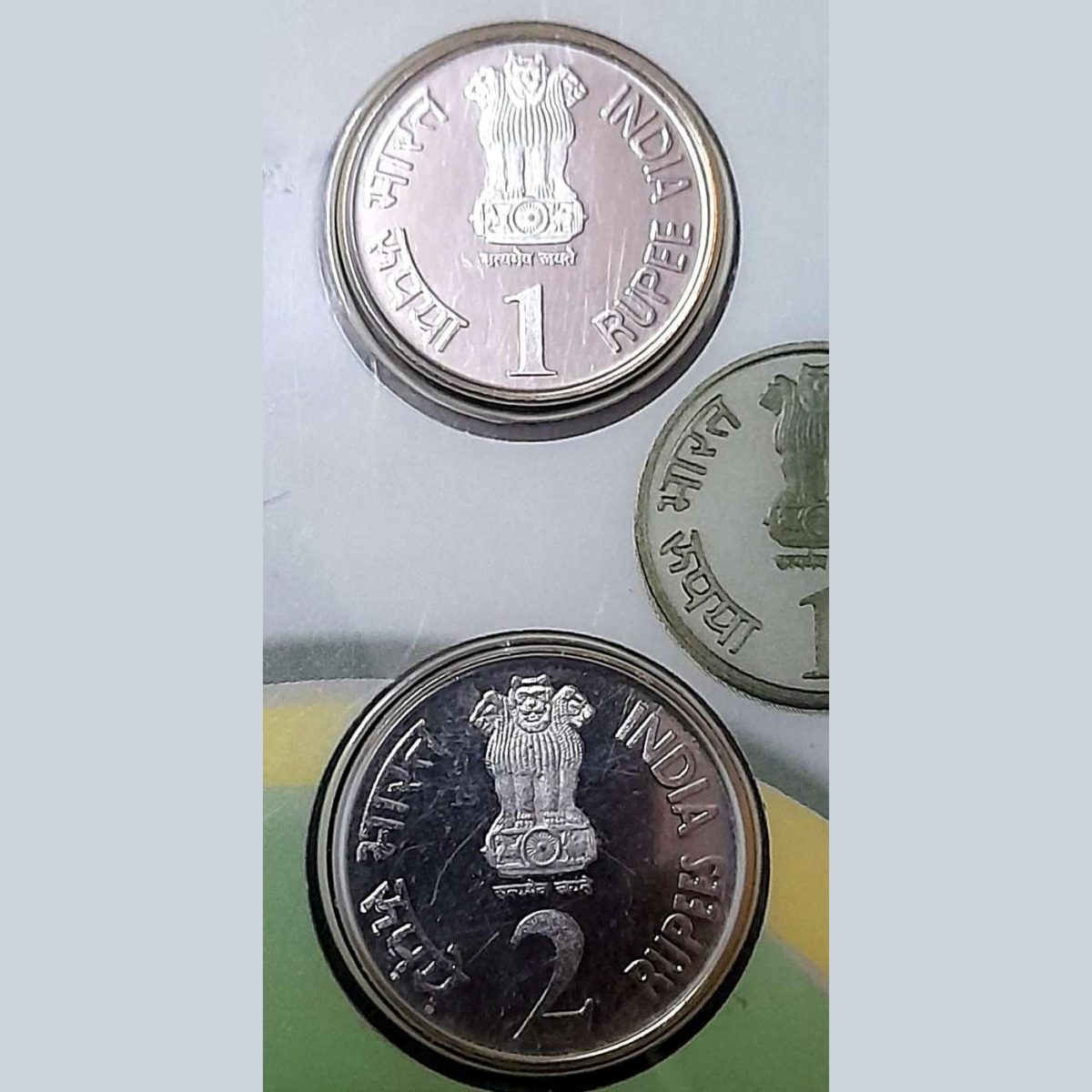 2010 Platinum Jublie Of Reserve Bank Of India 1 Rs 2Rs 5 Rs,10 Rs, M Mint Mark Coins Rare Bunc Coin - Image 6