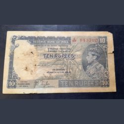 RARE BRITISH INDIA. 10₹ GOVERNOR. J. B. TAYLOR KING👑🔱🏰 GEORGE VI SIDE FACE & BACK 2 ELEPHA