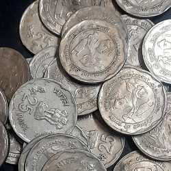 25 paise Rural Women's Advancement 1980 Scare Coin fine or Xf Condition 100 Pcs Given