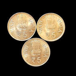 Alternative view of Five Rs Rare Coin Set Madan Mohan Malviya Ji M Mint Coin Include Bombay Calcutta Mint 3 Coins Set 04