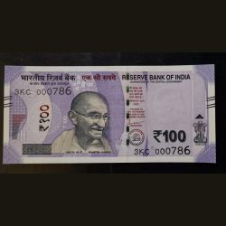 Reserve bank of india 100rs.note Gem unc 000786