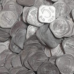 Five Paise Scare Coin 1983 Year Calcutta Mint Mostly Unc or Aunc Condition 122 Pcs Given
