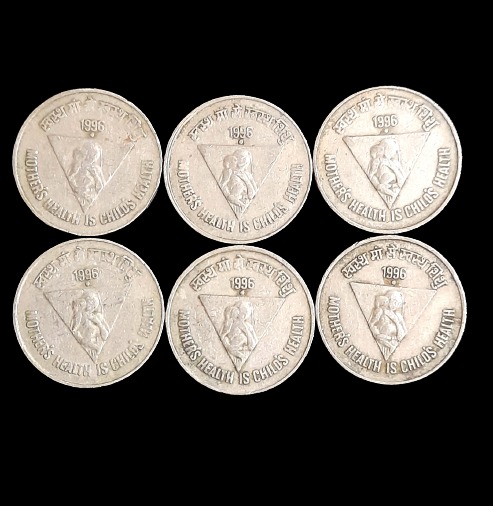 Five Rs Rare Coin Mothers Health Is Child's Health 1996 Noida Mint 1 Pcs Given 03