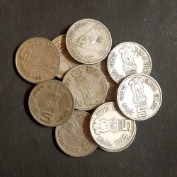 Alternative view of Five Rs Rare Coin Mothers Health Is Child's Health 1996 Noida Mint 1 Pcs Given 03