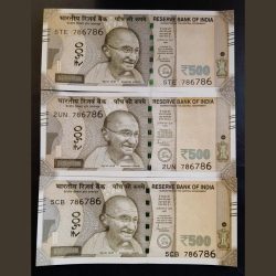 786 786 Holy number very rare note 500 rupees note excellent condition.