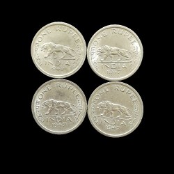 George Vi One Rs Lahore Mint 4 Pcs Given British of India