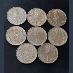 Alternative view of 1 rupees 8 different portrait coin very beautiful coin and mix mint good condition as image The port