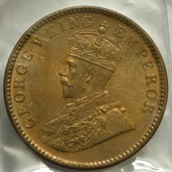 George V One Quarter Anna 1933 Copper Coin UNC