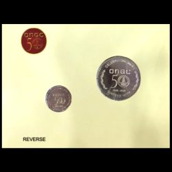 Alternative view of 50 Years of ONGC UNC Set ,Silver Coin Set Mumbai Mint Issue