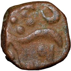 Alternative view of Copper Paisa of Jankoji Rao (AD 1827-1843) of Gwalior State with Arrow KM103