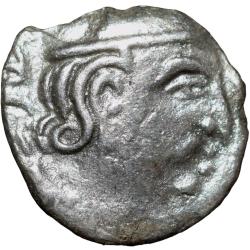 Silver Drachma of Svami Rudrasena III (AD 348-380) of Western Kshatrapa Rare