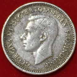 1943 Australia 3 Pence - George VI Silver Weight 1.41 g Coin #R122