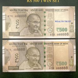 Rs 500 Twin Pair Gem Unc Very Unique Banknote Set SUPER Solid Number 8TK 888888