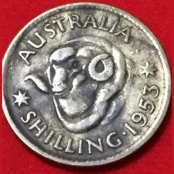 Australia 1953 One Shilling Silver Coin Elizabeth #S730