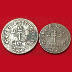 Nepal 2 Pcs Old Issue Set 10 Paisa And 5 Paisa Rare Coin Lowest Price #F42