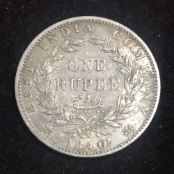 Alternative view of One Rupees Coin 1840 Victoria East India Company (Continuous Type) Silver #L-196