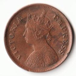 Alternative view of Extremely Fine Condition 1/2 Pice Key Date 1901 Copper Coin of Victoria Empress Standard Circulation Coin of British India