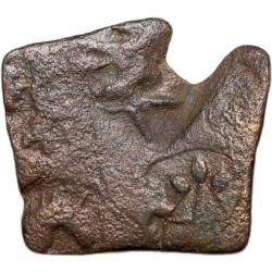 C/s Inscribed Copper Punch-Mark of City-State - Sukatimati(2nd Cen. BC) with Horse, 6-Arched Symbol,