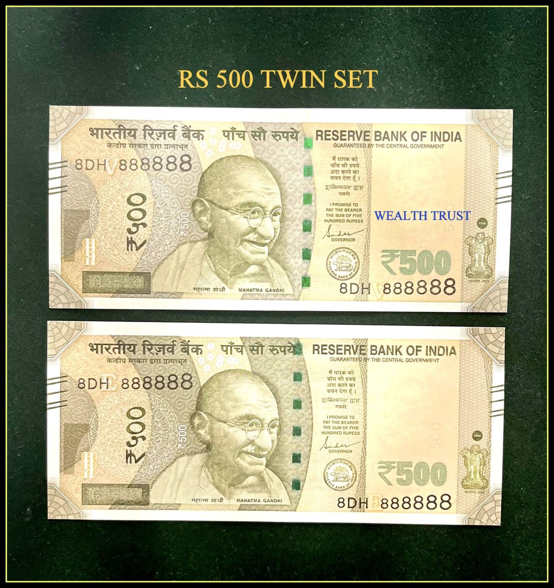 Rs 500 Twin Pair Gem Unc Very Unique Banknote Set SUPER Solid Number 8DH 888888