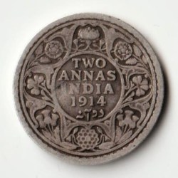 Two  Anna 1914 George V Silver Coin of British India Coinage