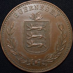 Bronze 8 Doubles of Guernesey (AD 1949) of British Overseas Territories Rare Large Size