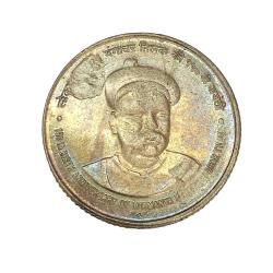 Rs 5 Copper Nickel Tilak Massive Struck Through and Rainbow Cameo Error Unique and Ultra Rare