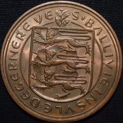 Bronze 8 Doubles of Guernesey (AD 1959) of British Overseas Territories Rare Large Size