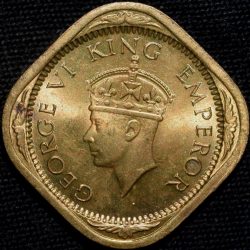 Nickel-Brass 1/2 Anna of George VI (AD 1942) of Bombay Mint in UNC Grade Rare