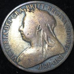 1901 United Kingdom 1 Penny - Victoria 3rd portrait One Penny Big Size Lowest Price Coin #V76