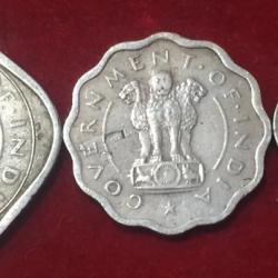 Alternative view of 1950 Bull complete Set Two Anna's. Half Anna's. Quarter Anna's completely set Coin #X 39