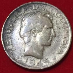 1945 Colombia 10 Centavos Silver Coin Lowest Price #F43