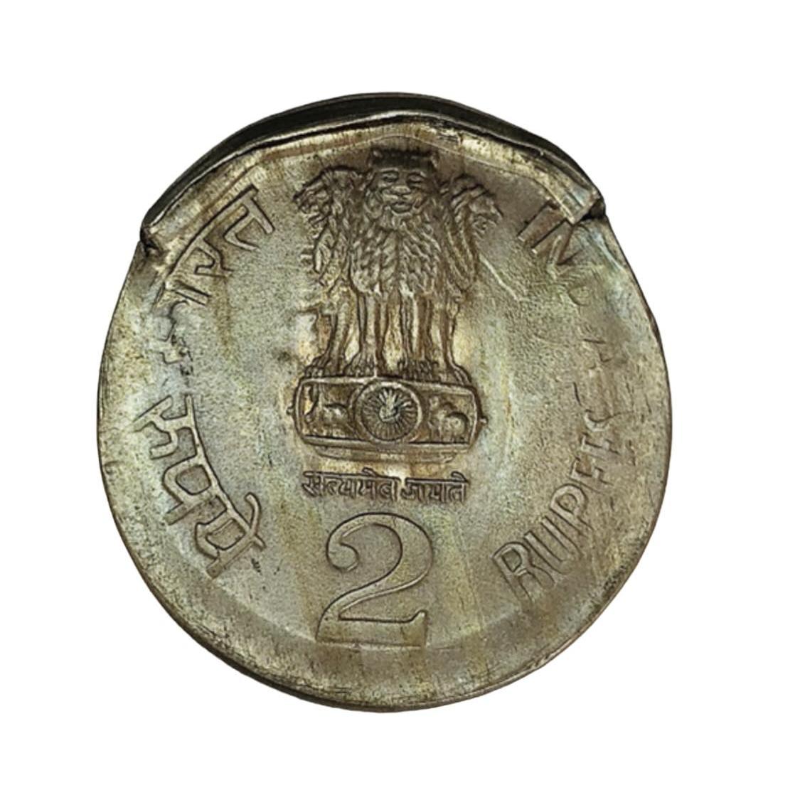 Rs 2 Copper Nickel Massive Error Multiple Strike 1999 Issue National Integration Unique and Rare - Image 2