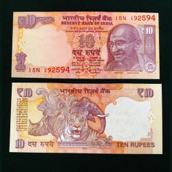 Rs 10 Telescope Issue Yellow Overtone ERROR at the Back Unc