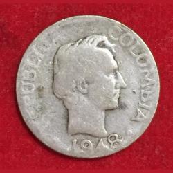 1948 Colombia 10 Centavos Republic silver Coin #Z-77