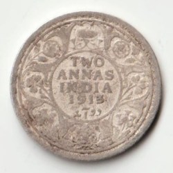 Rare Two Anna 1913 George V Silver Coin of British India Coinage