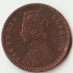 Extremely Rare and Fine 1/12 Anna 1891 Copper Coin of Victoria Empress British India Coinage