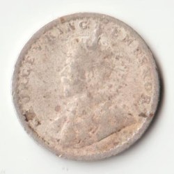 Alternative view of Rare Two Anna 1913 George V Silver Coin of British India Coinage