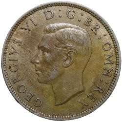 Copper-Nickel 2 Shillings of George VI (AD 1948) from Great Brittain Crown above Rose Plant