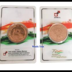 Extremely Rare Chandrayaan 3 75th Annivarsary Azadi Ka Amrit Mohatsav Copper Medal Issued By Hyderabad Mint